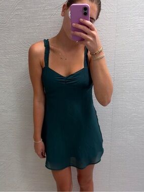 Urban Outfitters Formal Silky Dark Teal Slip Dress